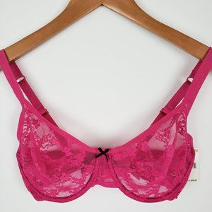 Betsey Johnson Pink Lace Underwire Bra 32DD